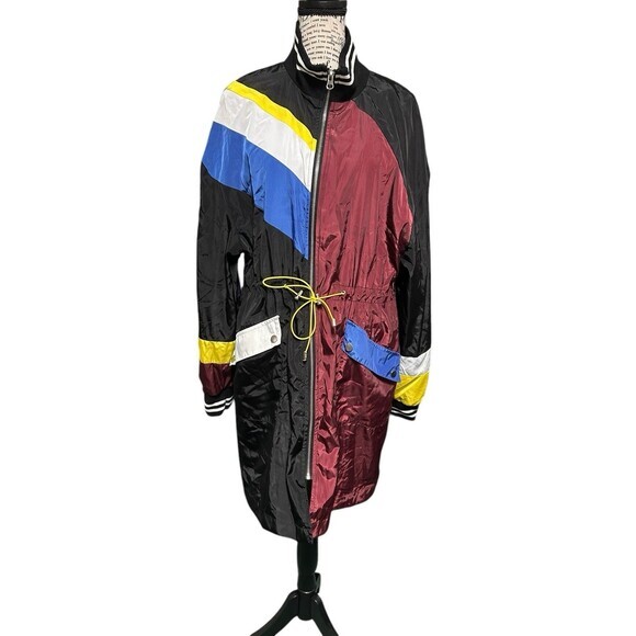 Me Jane Black‎ Multicolored Colorblock Adjustable Windbreaker Jacket Women's XL - Picture 1 of 7